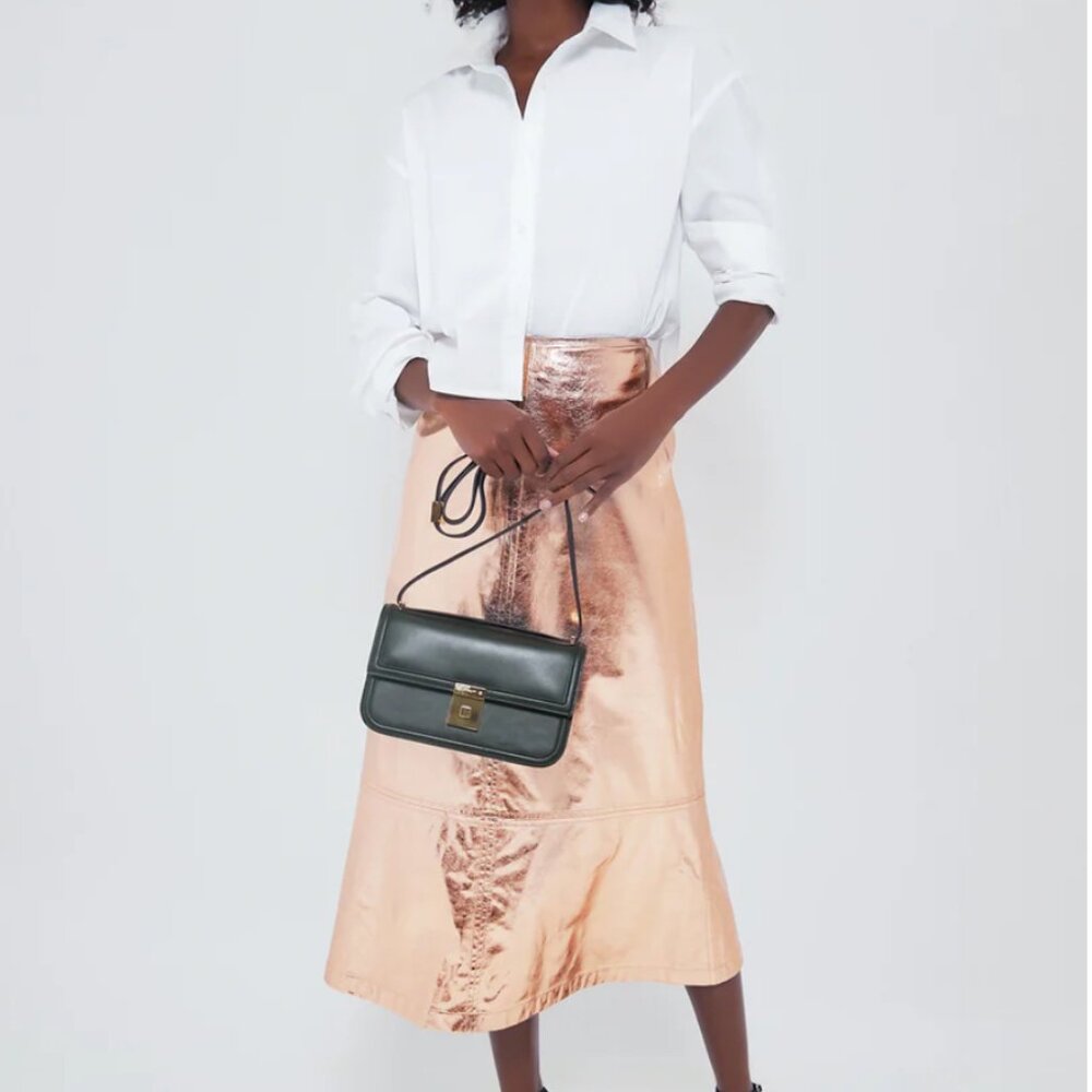 NWT Gold Metallic London Skirt, Tuckernuck X India Hicks, 12